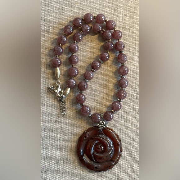 20 inch Lepidolite gemstone bead necklace NWOT - Picture 7 of 16